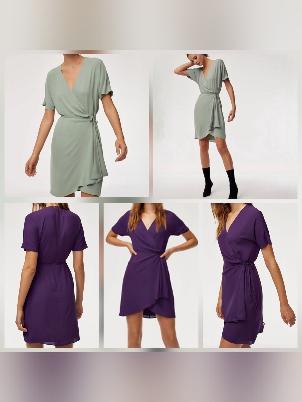 Aritzia Babaton Wallace Short Sleeve Chiffon Wrap Dress - Dusty Rose - Picture 11 of 16